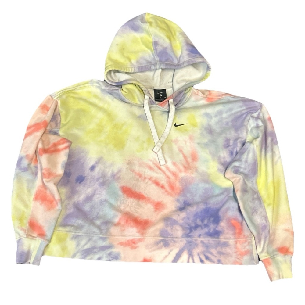 Nike Womens Tie-Dye Crop Hoodie Pullover Oversized Sweatshirt Size Small